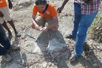 Inspecting the dolomitic marble on Mirerani Hills, Tanzania